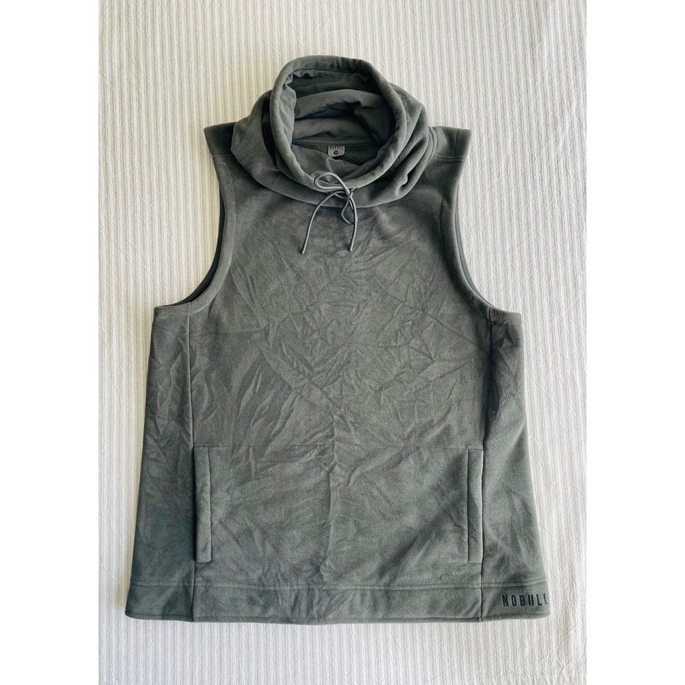 NOBULL Womens Grey Sleeveless Fleece Hoodie Cowl Neck Training Vest Size Medium